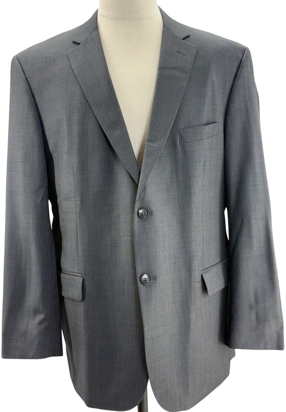 Jos A Bank Gray Wool Blazer Sport Coat Tailored Fit Men's 48R Suit Jacket